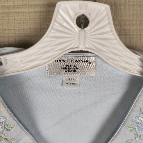 NWT Miss Elaine Zip Front Knit Robe Full Length Pale Blue Petite - Picture 2 of 6